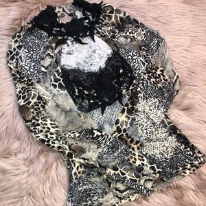 Adam Pour Eve Animal Print Top Women size T1
